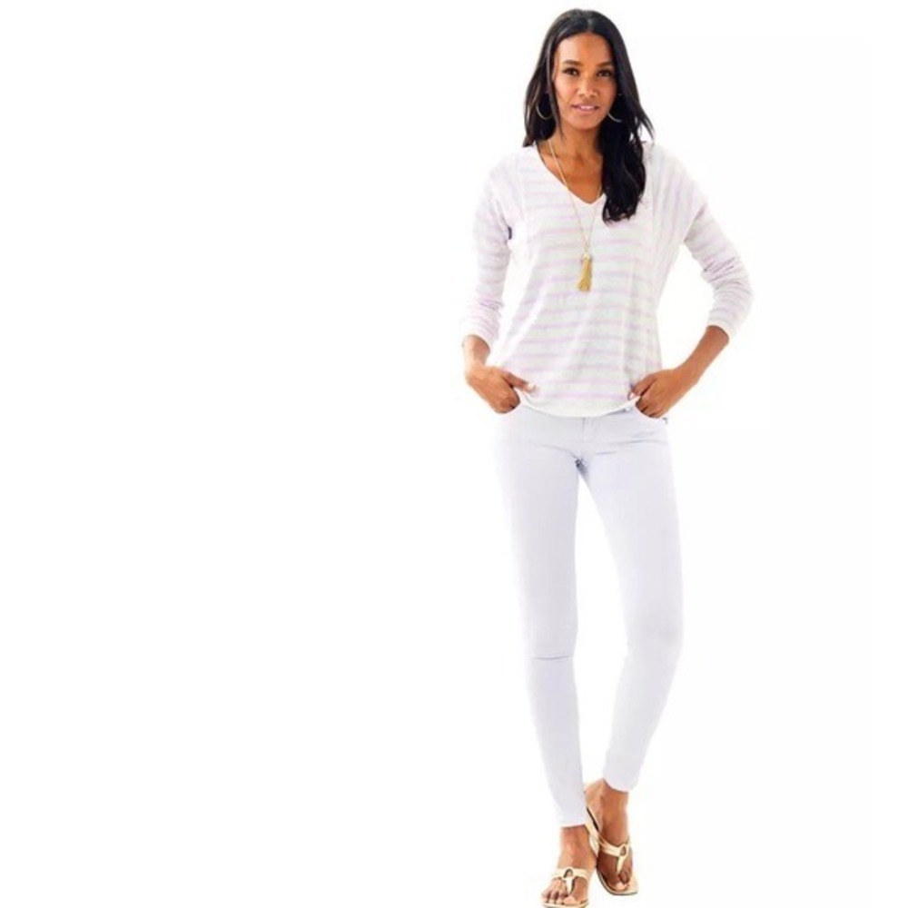 Lilly Pulitzer Striped V Neck Sweater‎ Lightweight Cotton Womens Size M